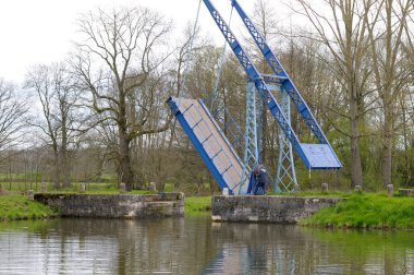 Draw bridge, Pont Levis de Dirol, Le Bourg, Dirol, Nievre, Burgundy, France