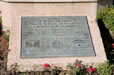 Boğa ringinde plaket, Al Toro de Lidia, Ronda, Mlaga, Endülüs, İspanya