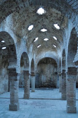 Interior of the Arab Baths with stone columns, Ronda, Malaga, Andalusia, Spain