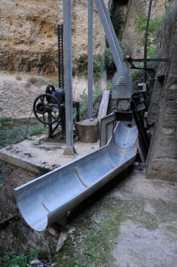 Su saptırma borusu, Guadalevn Nehri, Puente Nuevo, El Tajo Gorge, Ronda, Malaga, Endülüs, İspanya