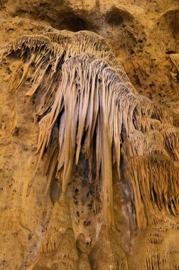 Büyük Salon 'da kalsit akışı oluşumu, Carlsbad Mağaraları Ulusal Parkı, New Mexico, ABD