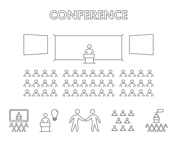 Vektor line design koncepció web banner konferencia. — Stock Vector