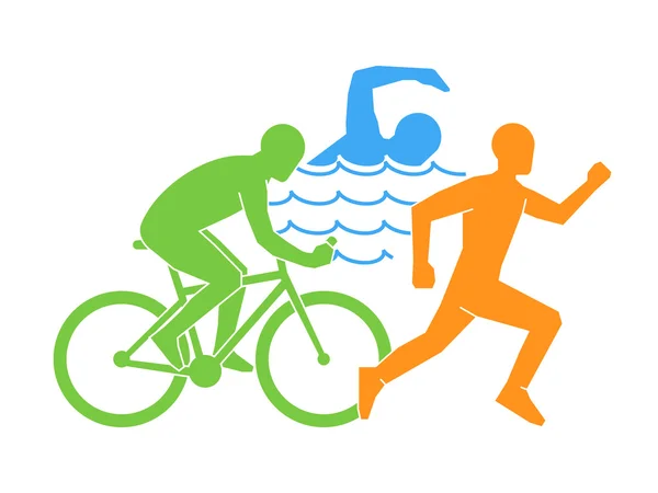 Színes vektor lineáris és lapos logó triatlon. — Stock Vector