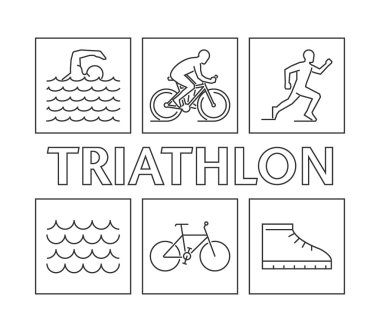 Vektör hat logosu triatlon ve rakamlar triathletes.