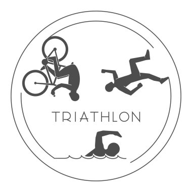 Siyah logo triatlon. Vektör resimler triathletes.