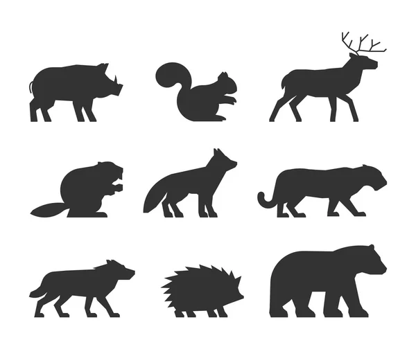 Векторний набір фігур диких тварин . — стоковий вектор