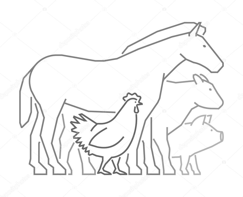 Line logo for farmers market. Vector outline farm animals. Stock Vector  Image by ©karpenkoilia #101138828