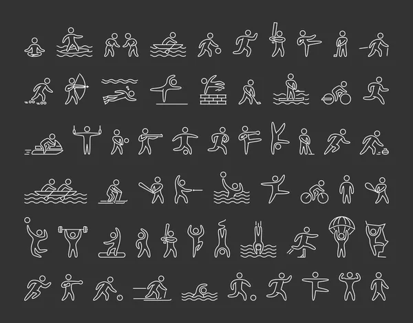 Vector iconen van sporters. Lijn figuur atleten. — Stockvector