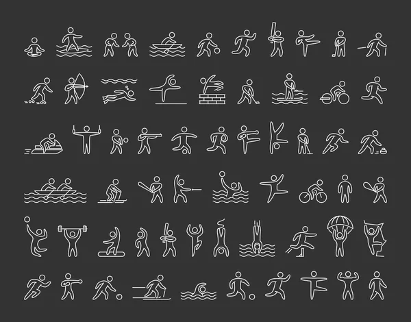 İn sporcular vektör simgeler. Çizgi resim sporcular.