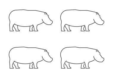 Vektör anahat su aygırı. Satır siluet su aygırı.