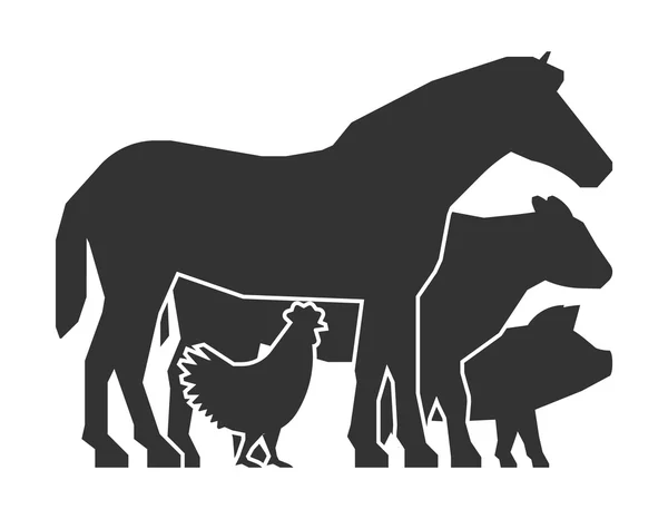 Logo del mercado de agricultores. Animales de granja símbolo . — Archivo Imágenes Vectoriales