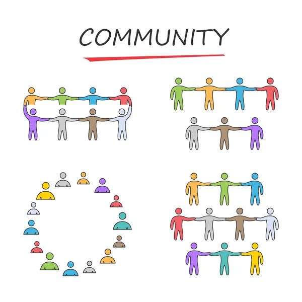 Vector people community. Linear community symbol. — Stock Vector