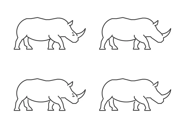 Vector outline rhino. Line silhouette rhinoceros. — Stock Vector