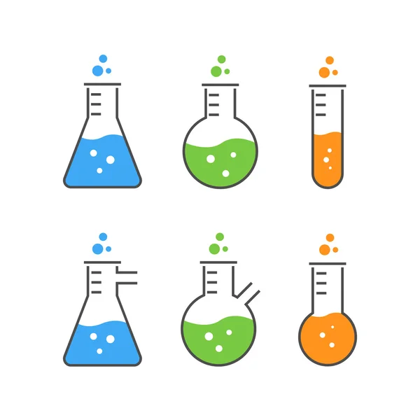 Line set of flasks for chemistry — Stock Vector