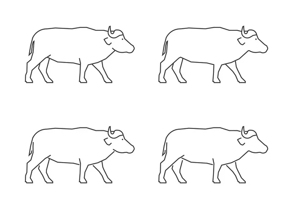 ベクター アウトライン アフリカ水牛。近代的なライン アフリカ水牛. — ストックベクタ
