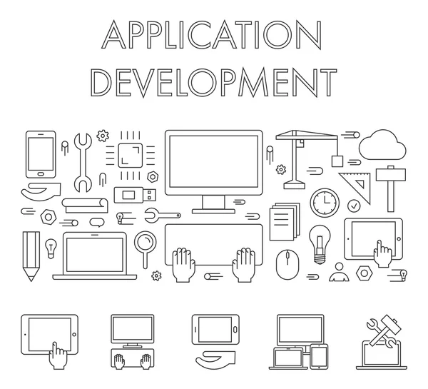 Векторная линейка веб-баннер для разработки приложений . — стоковый вектор