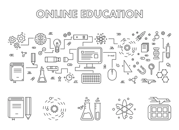 Vector linha design conceito web banner para a educação on-line . — Vetor de Stock