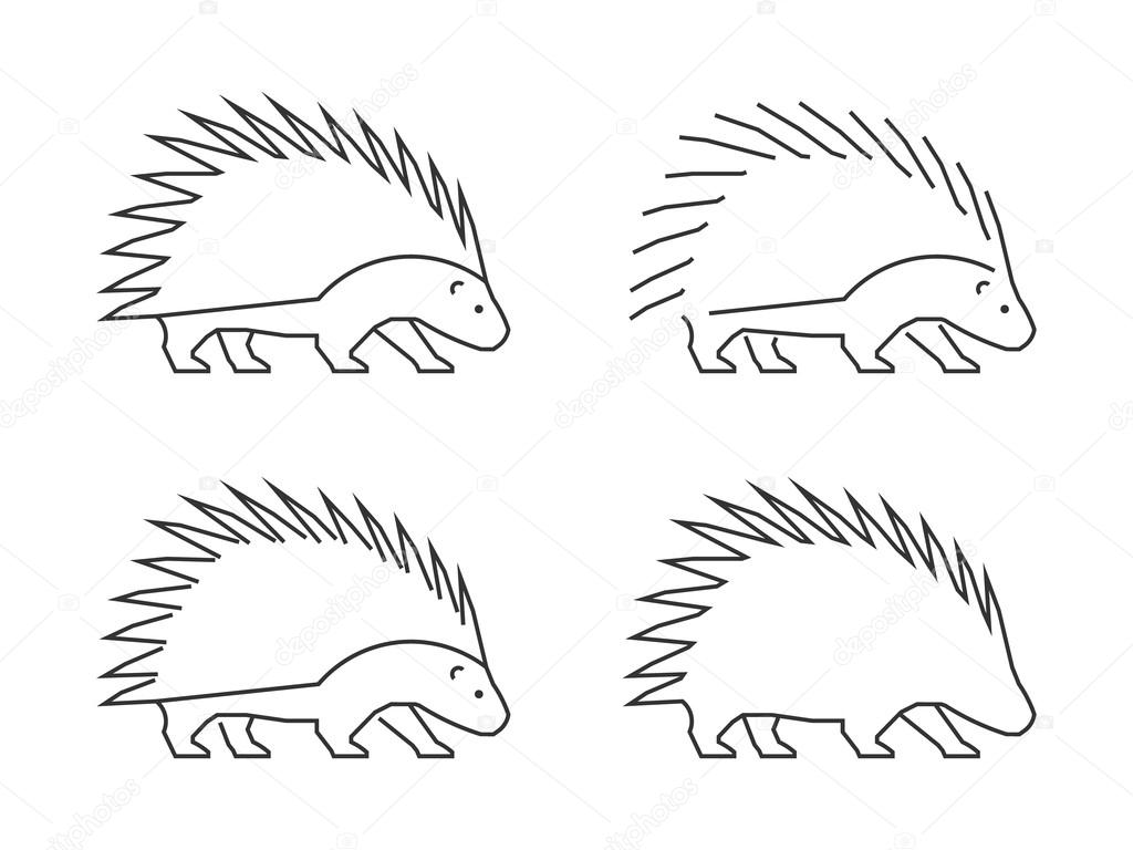 Outline porcupine on a white background. Vector silhouette porcupine. Modern hedgehog icon.