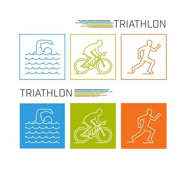 Línea moderna símbolo de triatlón . — Vector de stock