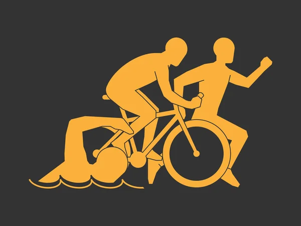 Triatlón símbolo de oro . — Vector de stock