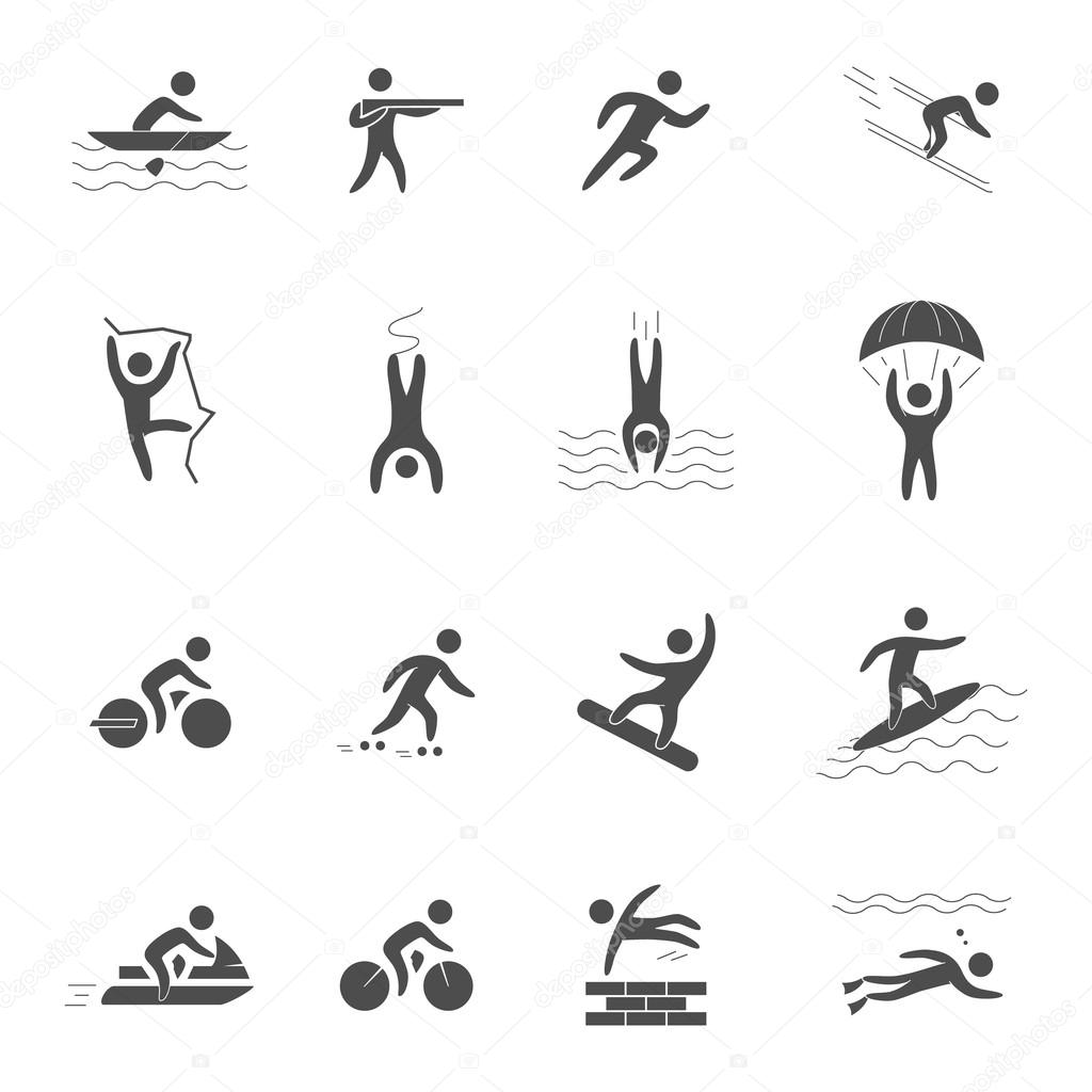 Black icons for extreme sports.