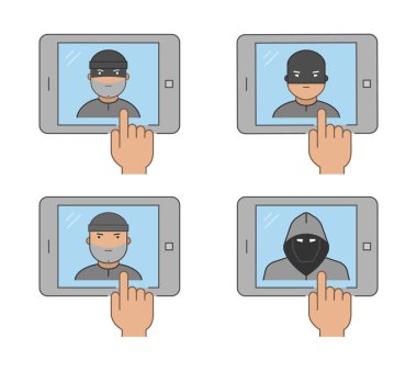 Siber Suçlar modern Icon set