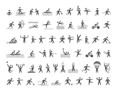 Vektör spor Icons set. Tarama şekilleri sporcular.