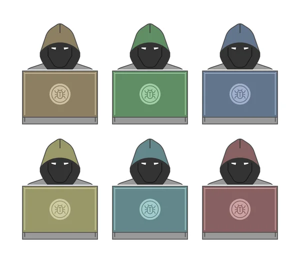 Сучасна ікона хакерів і кіберзлочинців . — стоковий вектор