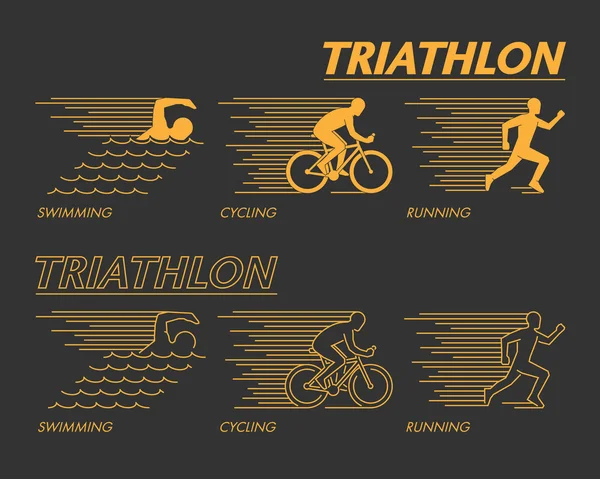 Línea moderna símbolo de triatlón . — Vector de stock