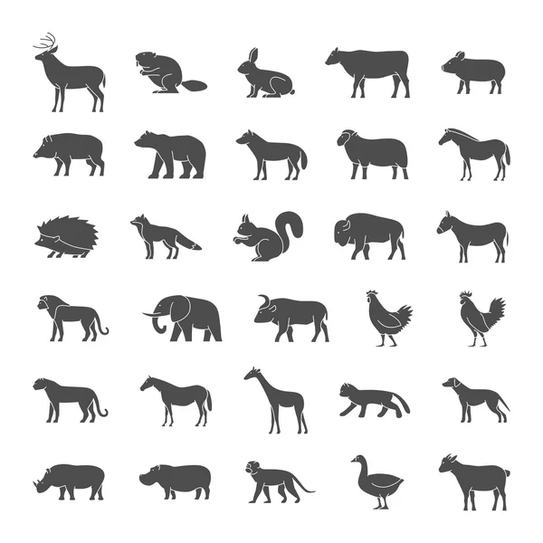 Набір векторних ілюстрацій набір значків сільськогосподарських тварин . — стоковий вектор