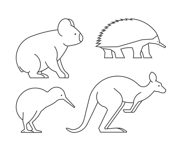 Vector line set of australian animals Royalty Free Stock Illustrations