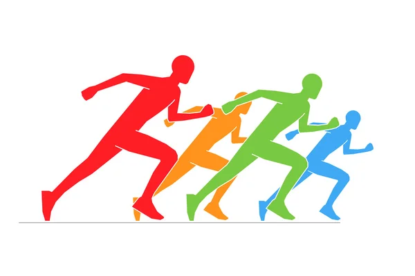 Colored silhouettes of runners. — Stock Vector