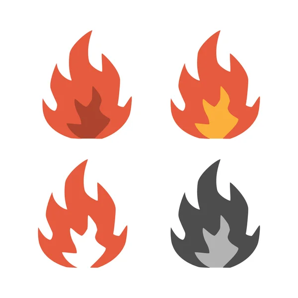 Flat icons of fire on white background. — Stock Vector