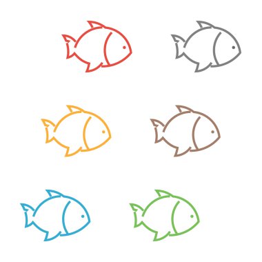 Vektör anahat balık ayarla. 