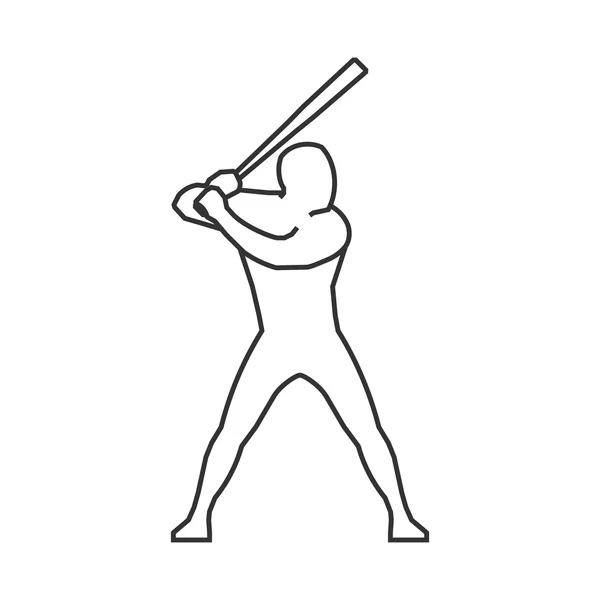 Vector figura lineal jugador de béisbol — Vector de stock