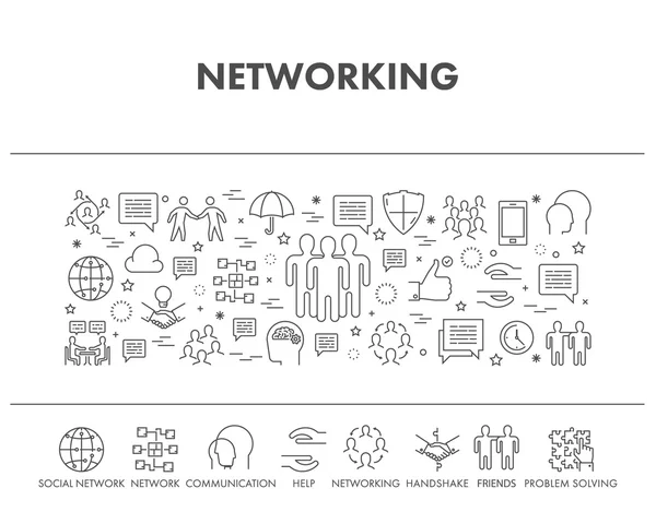 Linea concept banner per il networking — Vettoriale Stock