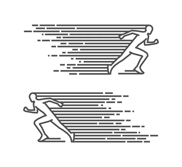 Símbolo lineal. Vector figuras corredores — Archivo Imágenes Vectoriales