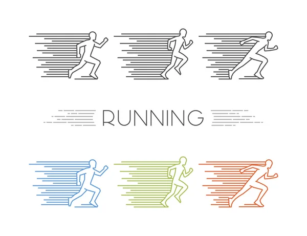 Silhuetas coloridas de corredores —  Vetores de Stock