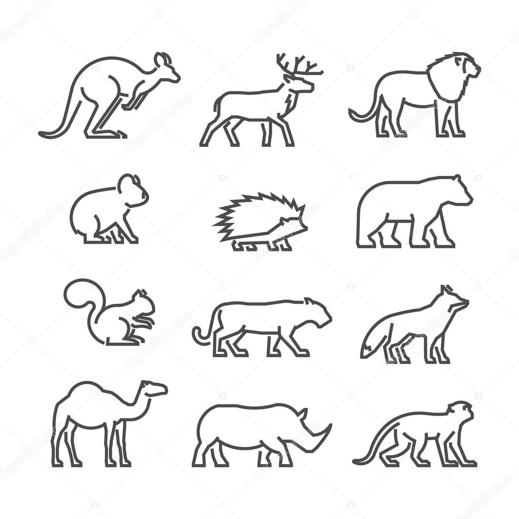 Cool line icons wild animals Stock Vector by ©karpenkoilia 111273260