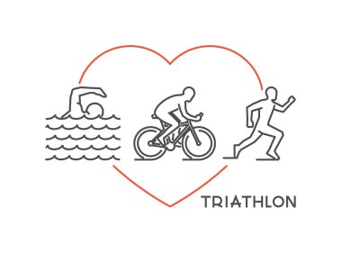 Açık yolu ile triatlon için çizgi vektör logo