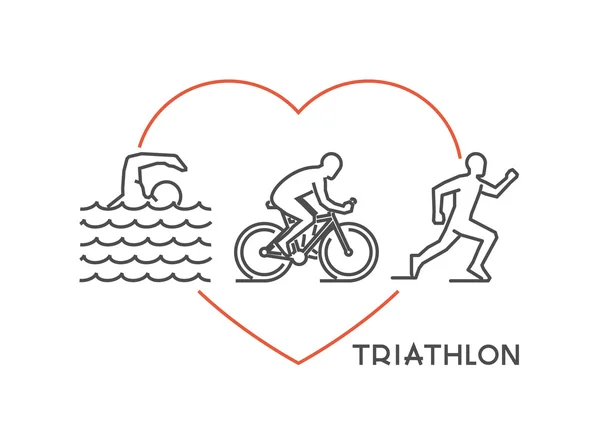 Line vector logo for triathlon with open path — Stock Vector