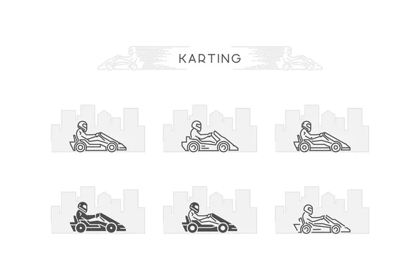 Símbolo de karting de línea vectorial con camino abierto — Vector de stock