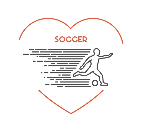 Símbolo vectorial de línea para fútbol con ruta abierta — Vector de stock