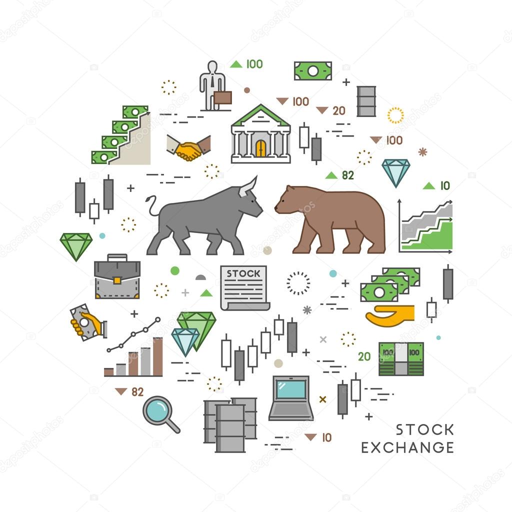 Vector concept for stock exchange. Vector symbol of commodity exchange. Line banner of stock market. Open path.
