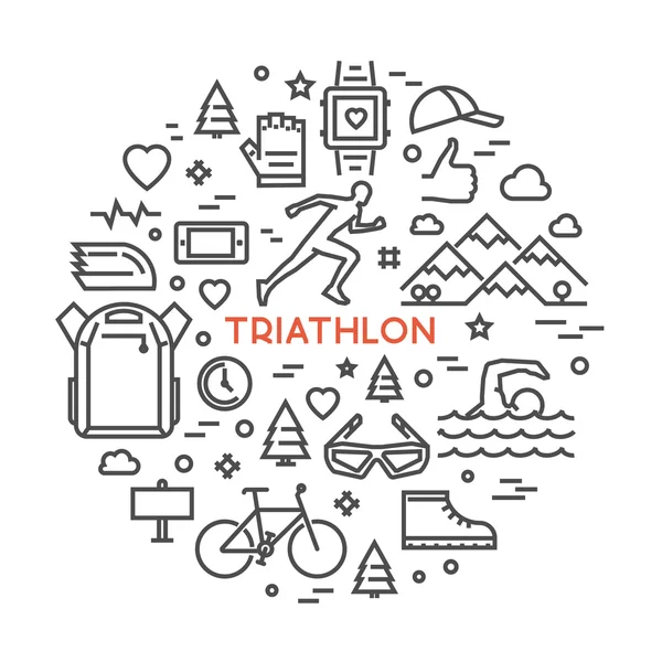 Vektor line koncepció triatlon — Stock Vector