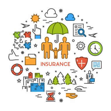 Vektör Lineer tasarım kavramı hayat sigortası