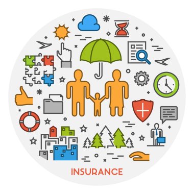 Vektör Lineer tasarım kavramı hayat sigortası