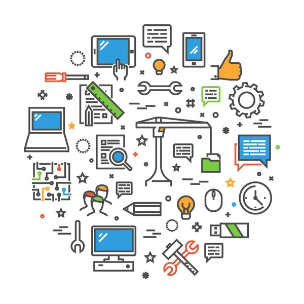 Concepto de línea vectorial para el desarrollo de aplicaciones — Archivo Imágenes Vectoriales