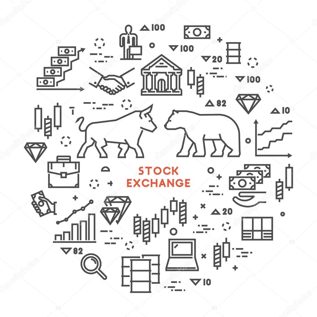 Vector line concept stock exchange. Linear modern banner stock market. Open path.