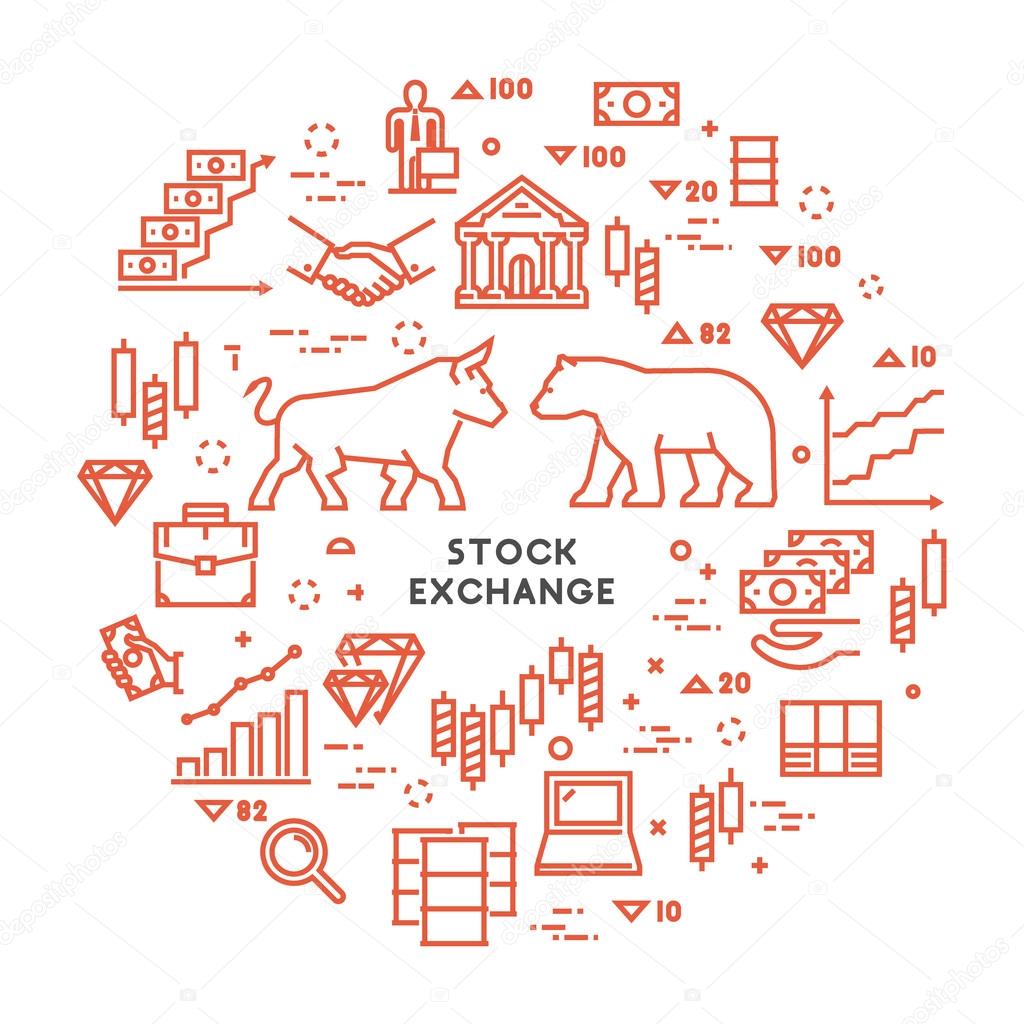 Vector line concept stock exchange. Linear modern banner commodity exchange. Open path.